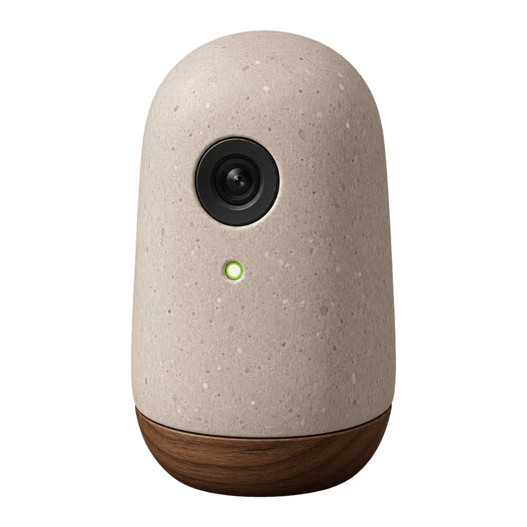 Small upright stone sensor with a dark circular sensor and green indicator.